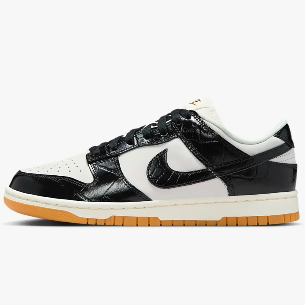 NIKE Dunk Low LX Croc Shoes in Phantom/Sail/Gum Light Brown/Black,Size W 7, NIB